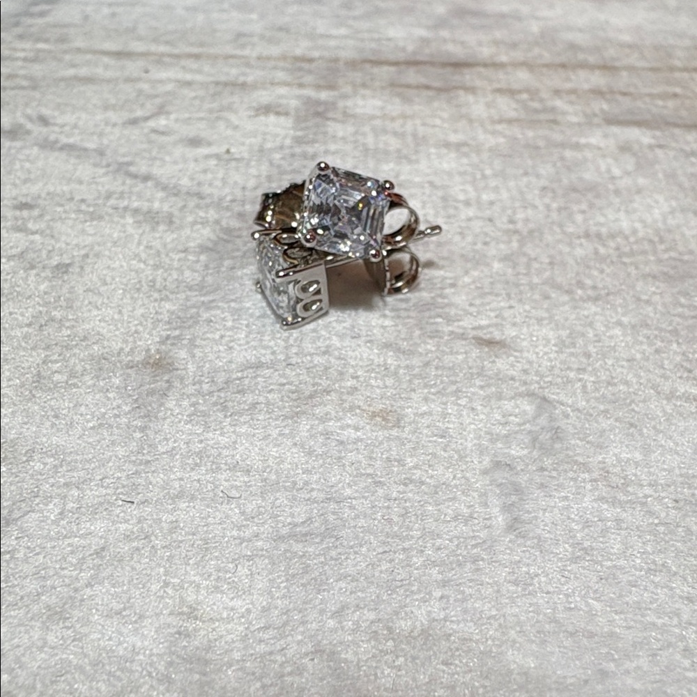 JTV Silver Earrings with Clear Gems